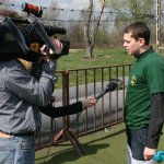 Кабан Юрій, студент Інституту мистецтв дає інтерв'ю телеканалу КИЇВ